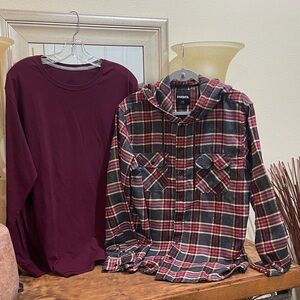 Men’s Large Two Item Casual Long Sleeve  Shirt Bundle